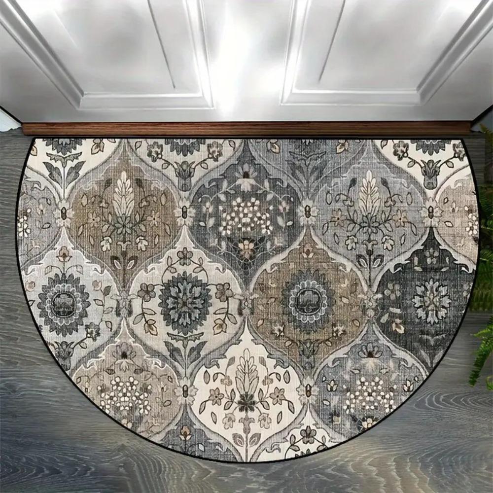 Boho Half Round Doormat Floral Pattern Floor Mat High Quality Welcome Rugs Indoor Outdoor