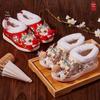 Embroidered Winter Hanfu Shoes for Girls - Ethnic Style with 3D Dragon and Floral Design, Thick Cotton