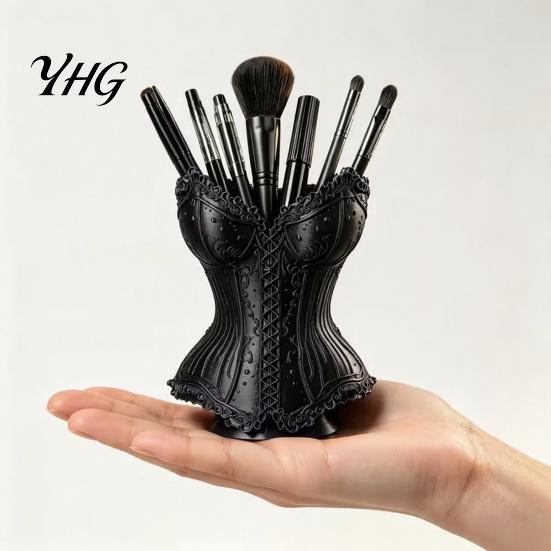 Decorative Storage Bin Gothic Corset Pen Holder, 3D Printed Vintage Dark Makeup Brush Artistic Cup Desk Organizer for Office Vanity, Halloween Desktop