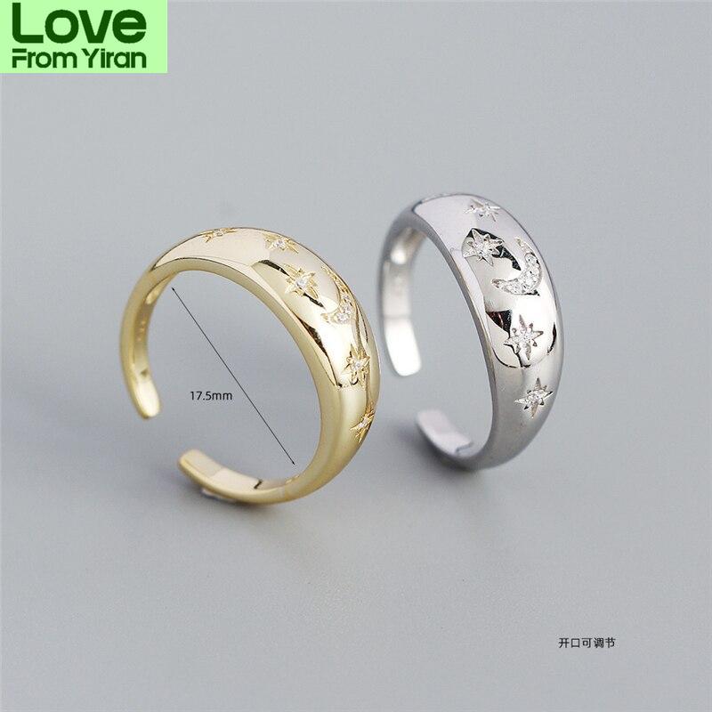 Bohemia Crystalline Moon Star For Women Open Rings Rings Jewelry Sterling Tone Finger Rings Gold Color / Rings RingsTrendy Rings