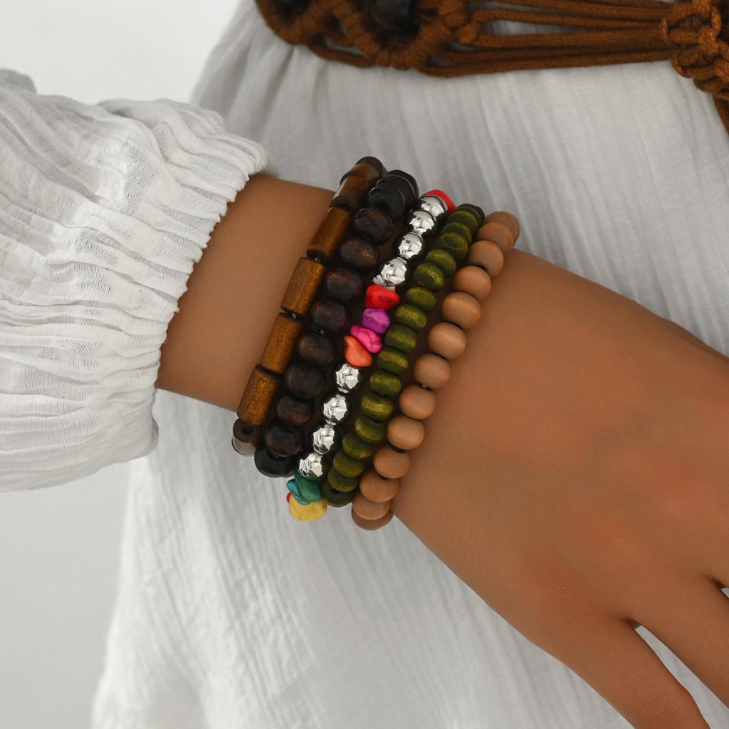 Bohemian Turquoise Beaded Bracelet Set Middle Eastern Prayer Beads Handmade Adjustable Ethnic Stacking Vacation Bracelets