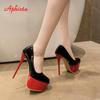 Aphixta Горячая Распродажа 16,5 см Тонкие Каблуки Туфли на Платформе Женские Вечерние Танцевальные Туфли 5,5 см Платформа Супер Высокие Каблуки Туфли