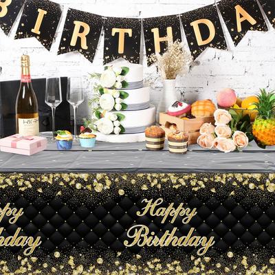 Черный Золотой Бриллиант18th 30th 40th 50th День Рождения Украшение Скатерти Водонепроницаемый Прямоугольный Пластиковый Чехол Для Стола Праздничные Принадлежности