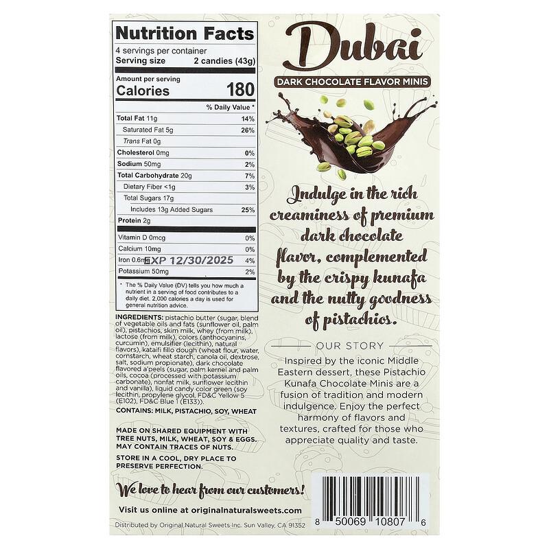 Dubai Dark Chocolate Minis, 8 Pieces, 6 oz (170 g)