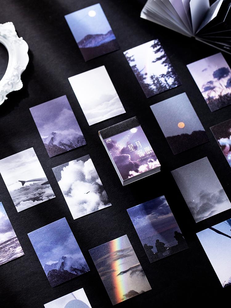 50pcs Ins Style Aesthetics Sky Scenery Mini Books for Deco Stationery Bullet Journaling Stickers Notepad Craft Sticky Notes