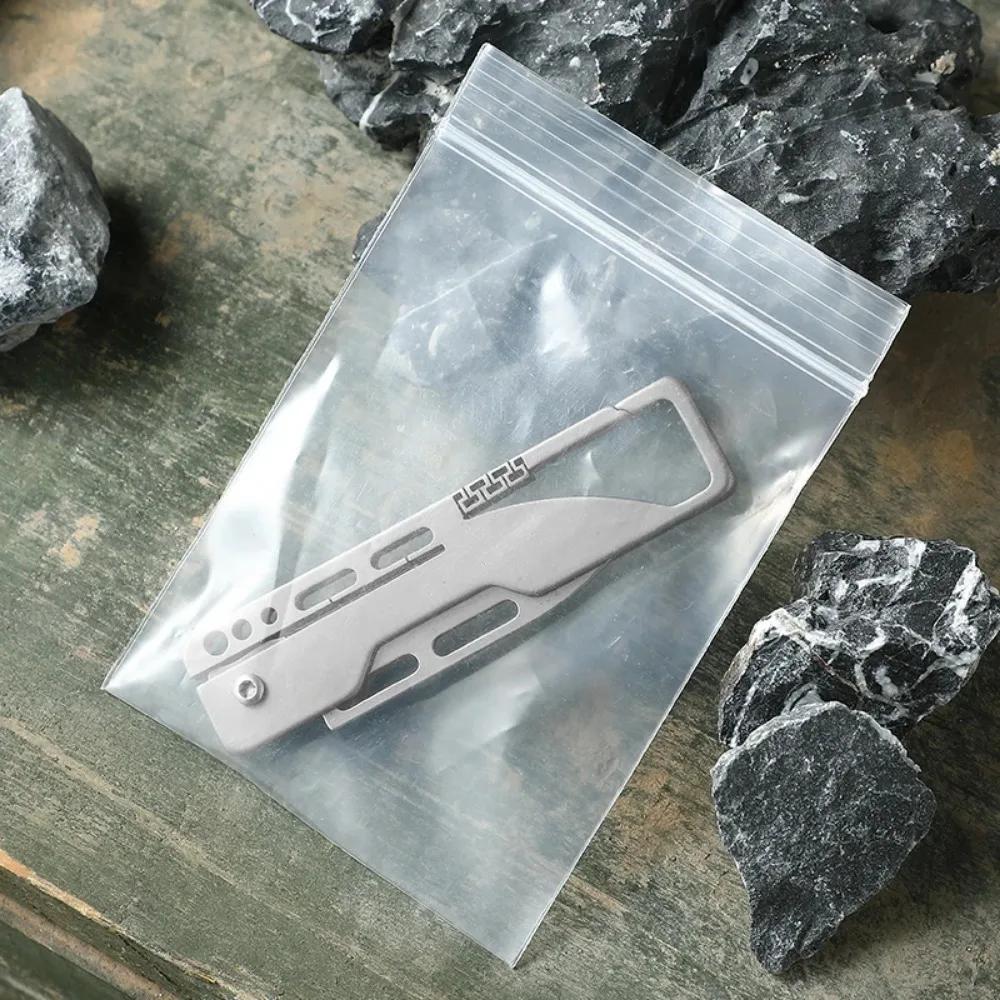 New Mini Titanium Folding Ultra Thin Pocket Women's Keychain Tanto Folding Small Pocket Knife