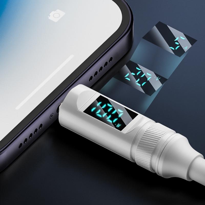 PD100W Quick Charging Cable USB C to TypeC Wire with LED Screen, 8K Video Output & OTG Support