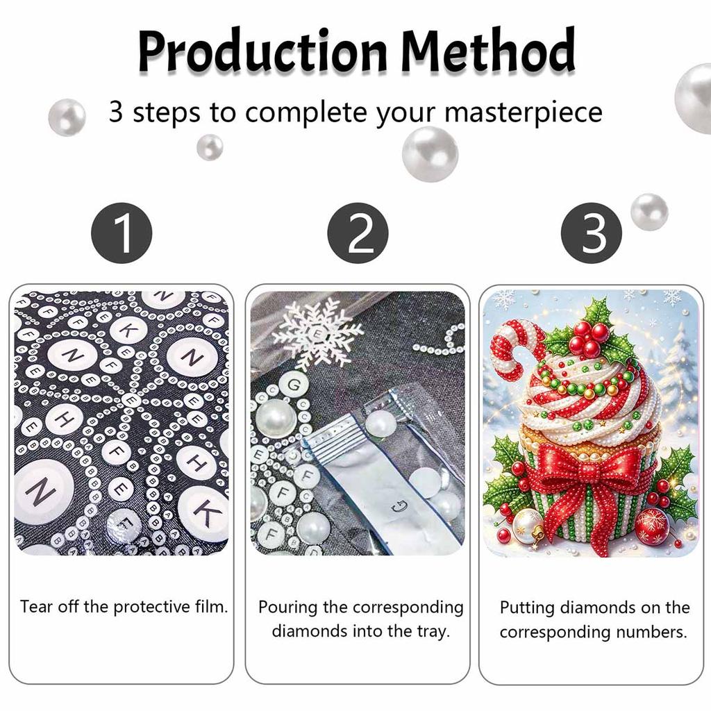 Christmas Cupcake Pearl Painting Kit Handmade DIY Home Decoration Painting