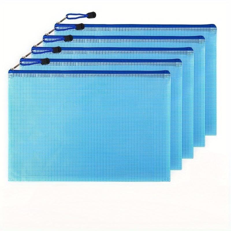5pcs Waterproof Zip Bag A4 Transparent Document Bag Pen Filing Products Pocket Folder Office School Supply