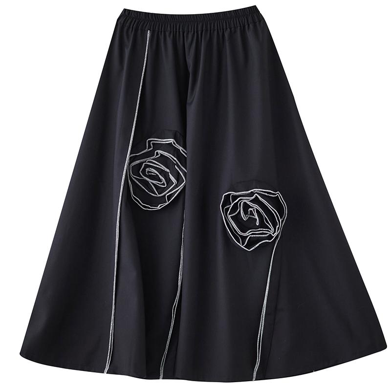 DIMANAF 2025 Весна Женские Новые Юбки Винтажные Свободные Эластичная Талия Плиссированные Элегантные Длинные Юбки Цветочные Большого Размера