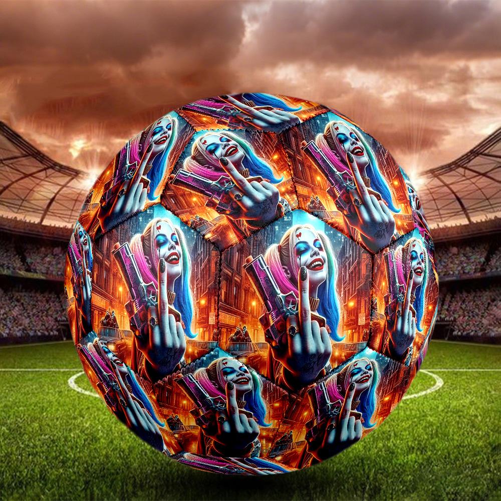 Harley Quinn Joker Print Size 5 Soccer Ball, Standard Match Football for Sports Game and Team Practice, Ideal Gift for Soccer Fans
