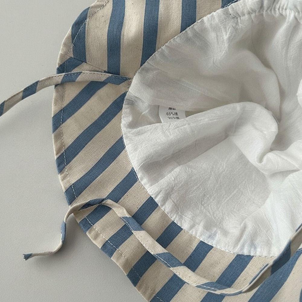 Korean Style Baby Fisherman Cap Plaid/Stripe/Dot Print Kids Wide Brim Hat for Kids Boy Girl