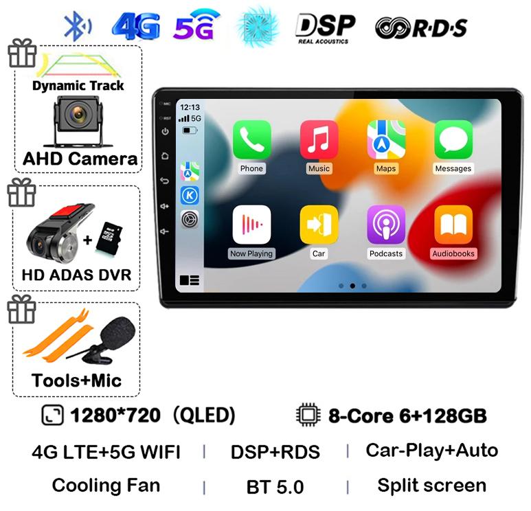 Android 14 Carplay Auto для Skoda Fabia 2 2007-2012 2013 2014 Автомобильный радиоприемник GPS стерео мультимедийный проигрыватель головное устройство 2 din WIFI+4G DSP