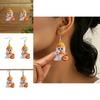 Halloween Themed Cartoon Ghost Milk Tea Pumpkin Pattern Women Acrylic Earrings For Casual Wear