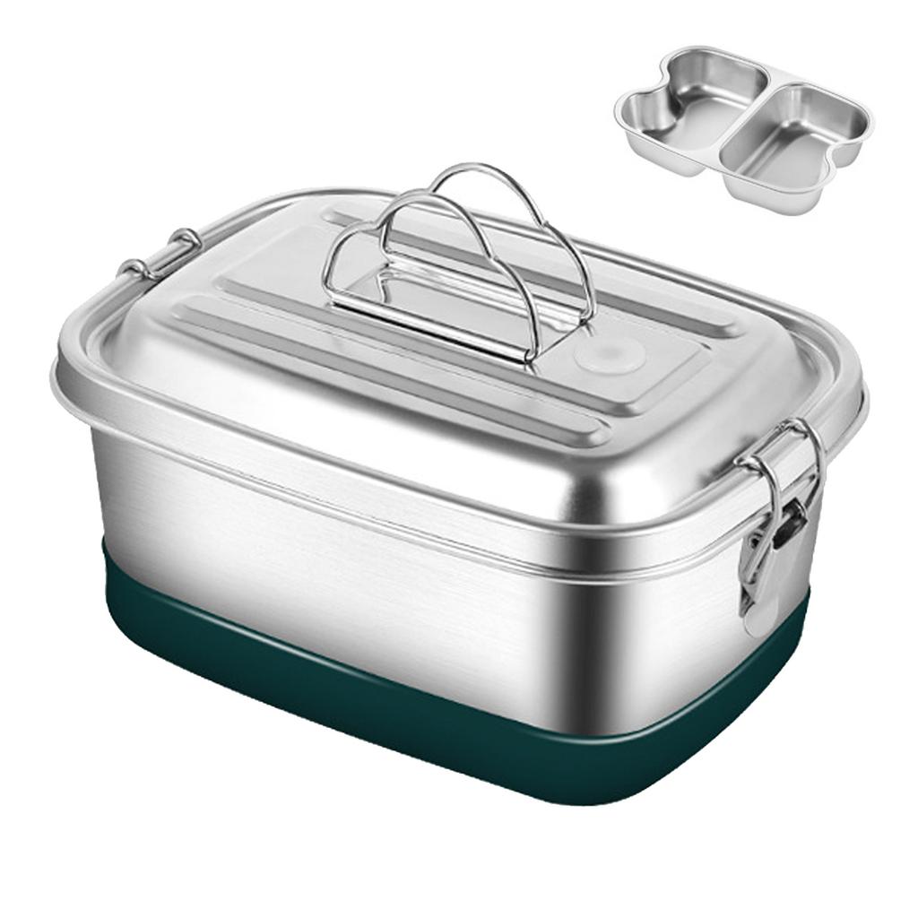 Stainless Steel Lunch Box Double Layer Bentos Box with Compartments Leak Proof Food Container for Adults and Kids
