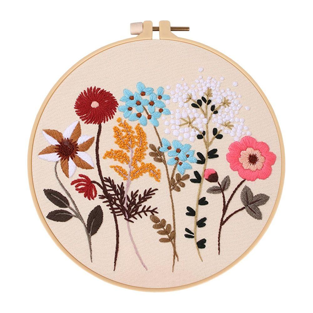 DIY Embroidery Hoops Threads Needlepoint Kit Flower Embroidery Kit Cross Stitch Home Decoration