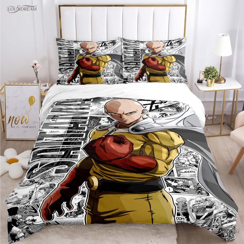 Постельный комплект One Punch Man на все сезоны, мягкое одеяло и наволочки для подростков, односпальный/двуспальный/королевский/кинг-сайз