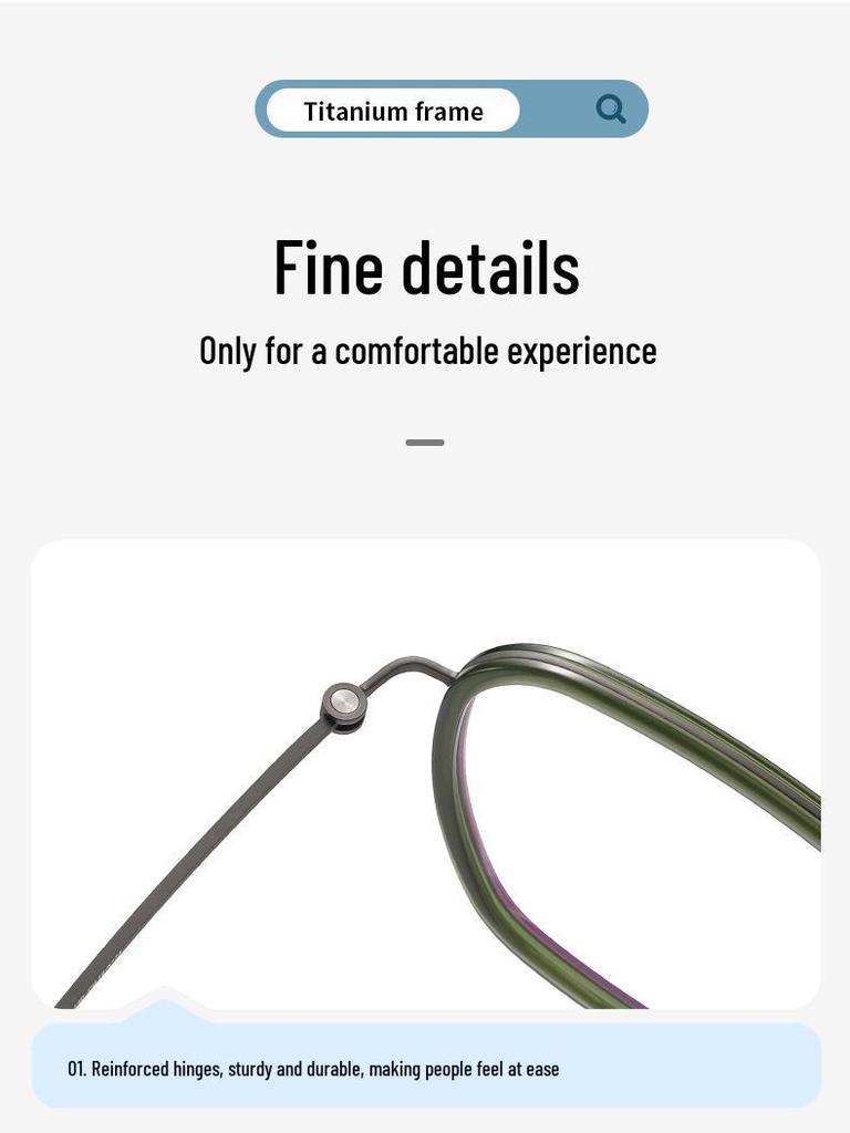 Linde Pure Titanium Women's Literary Fashion Glasses, Retro Acetate Frame for Business or Commute, Unisex Style