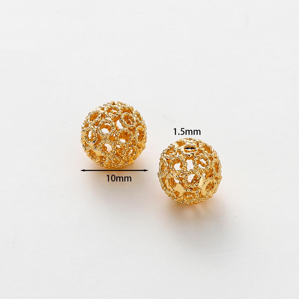 5 шт. 10 мм Позолоченные латунные полые круглые бусины, цвет 14K 18K Gold, бусины для браслета, Высококачественные аксессуары для изготовления бижутерии своими руками