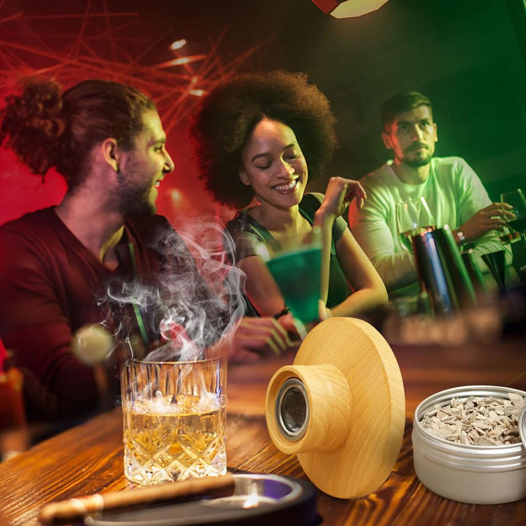 Cocktail Whiskey Smoker Kit Old Fashioned Drink Smoker Infuser with Ice Ball Mold Gift for Drink Lover Men Dad Husband Friend