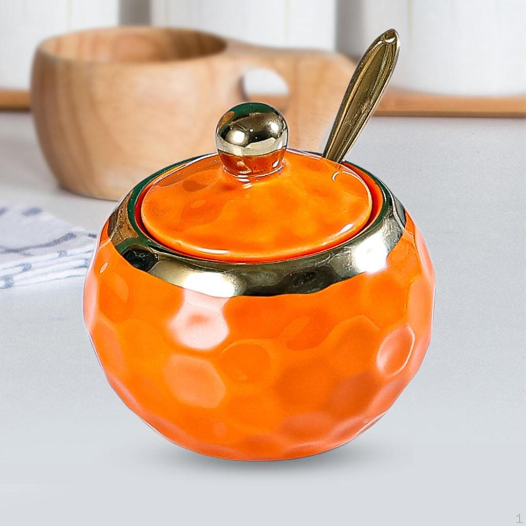 Ceramic Sugar Bowl Condiment Jar Salt Container Pot for Countertop