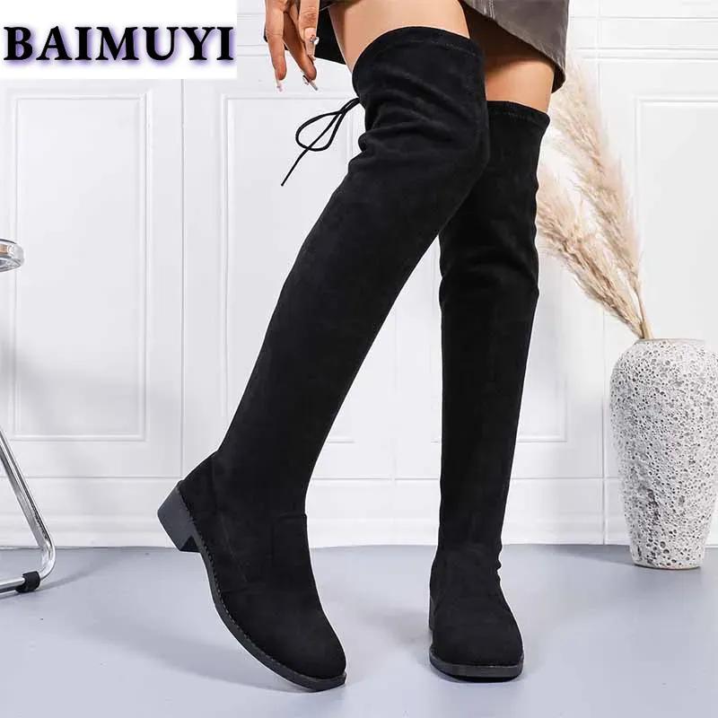Женские высокие сапоги, дизайнерские элегантные массивные туфли, женская тенденция 2024 года, зимняя мода, замшевое повседневное платье для прогулок, женские туфли Zapatillas
