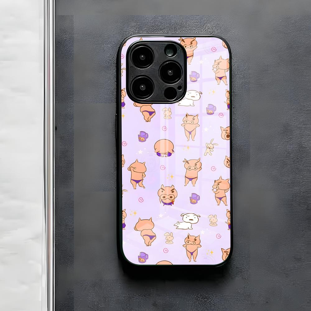 Anime Buriburizaemon Pig Phone Case For IPhone 17 Air 16 E Pro Max 15 14 13 Mini 12 Pro 11 Max Plus Black Glass Cover