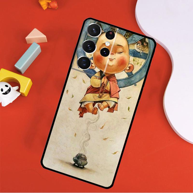 Be Happy Little Buddha Phone Case For Samsung Galaxy S25 Ultra S24 Ultra S9 S10 S20 S21 S22 S23 Plus S24 FE Cover
