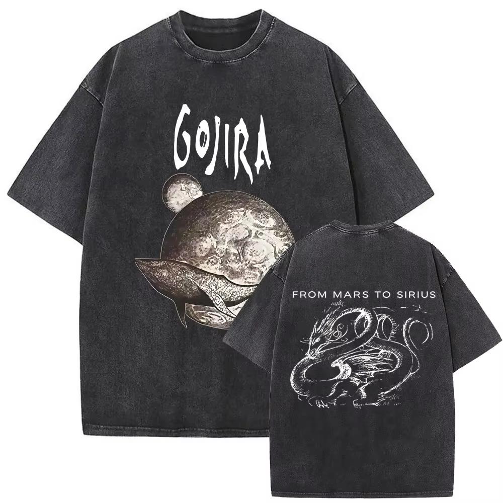 Стирка Винтажная Металлическая Рок-Группа Gojira Футболка От Марса К Сириусу Футболки Мужские Женские Готическая Панк Оверсайз Футболки Уличная Одежда