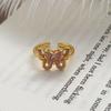 Princess On The Run, Enamel Dripping Oil, Pink Butterfly Ring, Female Niche High-End Sense, Medieval Stacked Index Finger Ring