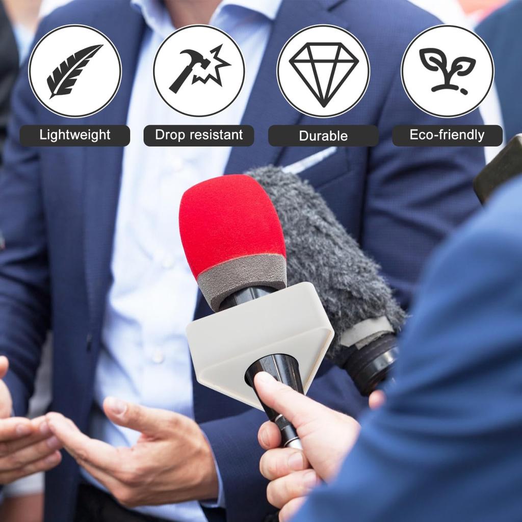 EXCEART Interview Microgo ABS Injection Molded Interview Microphone Station Microphone Flag Advertising Image Enhancement Portable Set of 2 (White