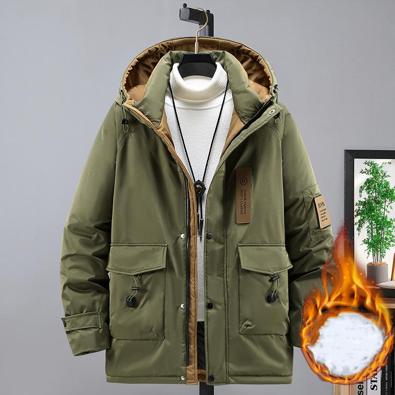 Мужская зимняя рабочая одежда больших размеров, хлопковое пальто с капюшоном, толстая куртка средней длины, повседневная теплая хлопковая куртка 4XL-10XL
