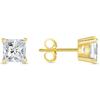 Jewels Prim 2 Ct Princess Created Diamond Earrings Studs Real 14K Yellow Gold Basket Push