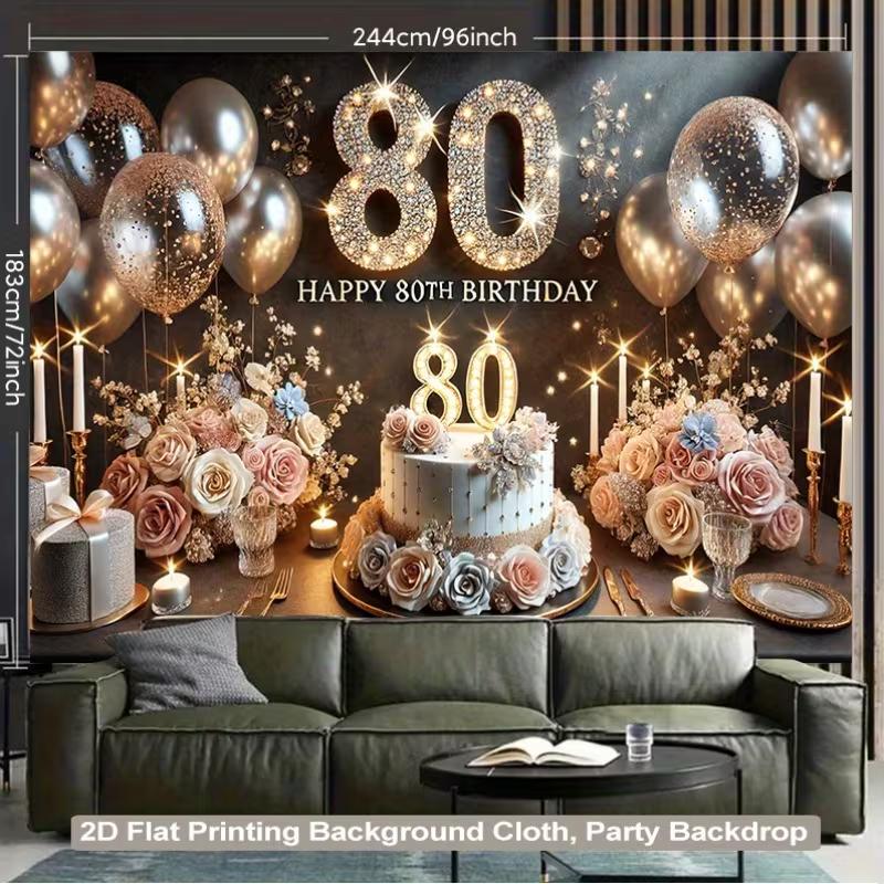 2D Diamond & Flower 80th Birthday Photography Background
