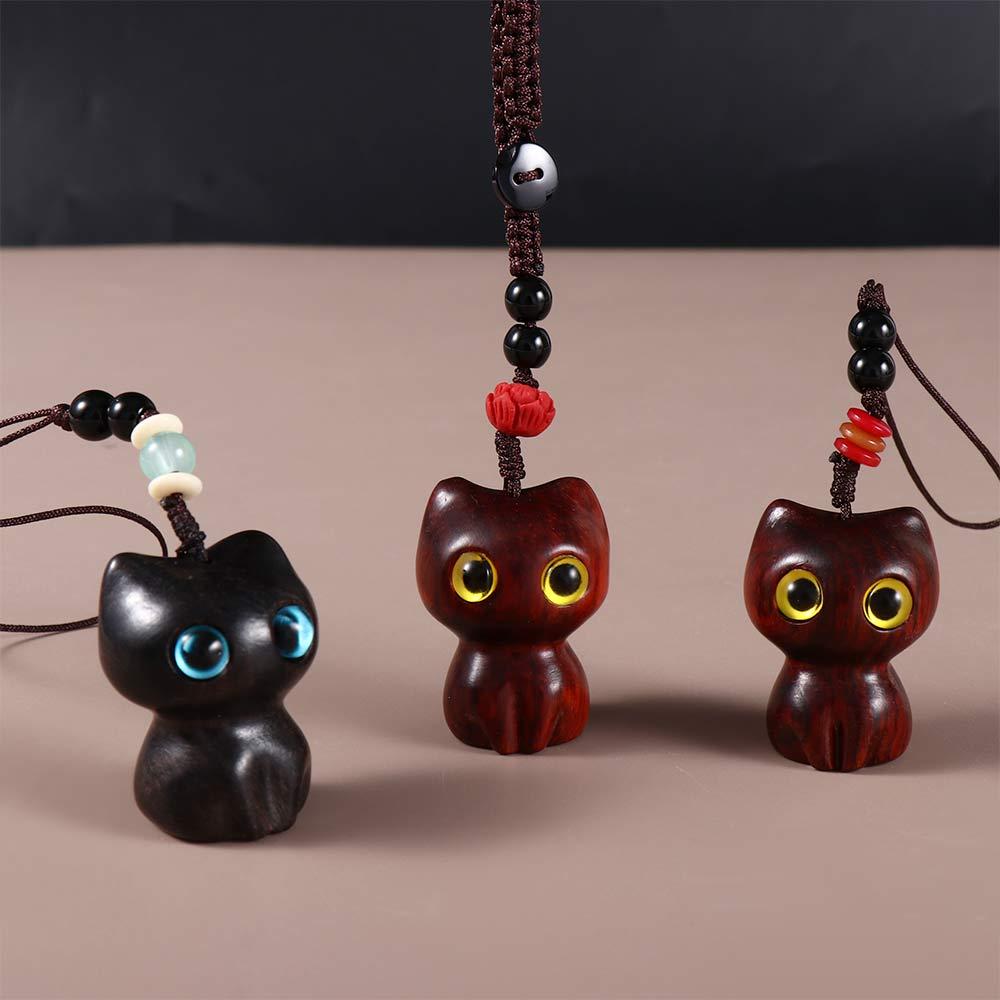 Cute Lucky Blessing Sandalwood Key Chains Keychain Components Wood Car Keyring Jewelry Findings