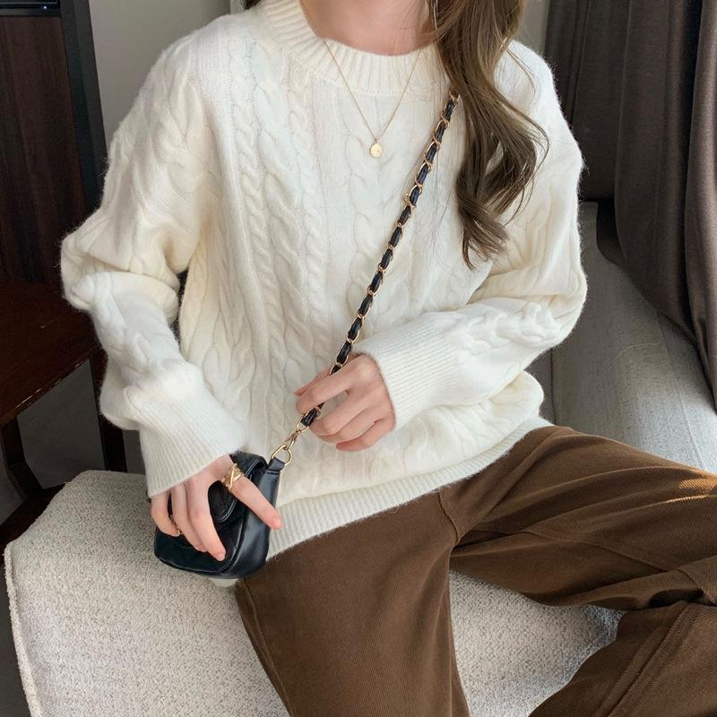 YYFS Женская мода повседневная осень-зима однотонный принт длинный рукав O-образный вырез свитера