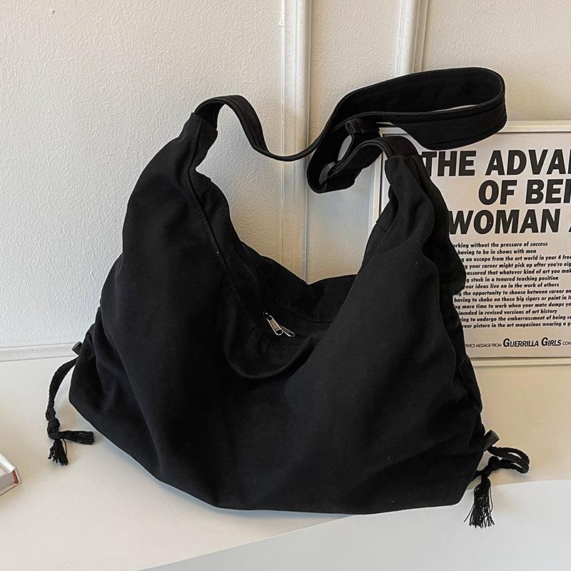 Canvas Bags Large Capacity New Style for Girls Solid Color Dumpling Bags One Shoulder Crossbody Bags