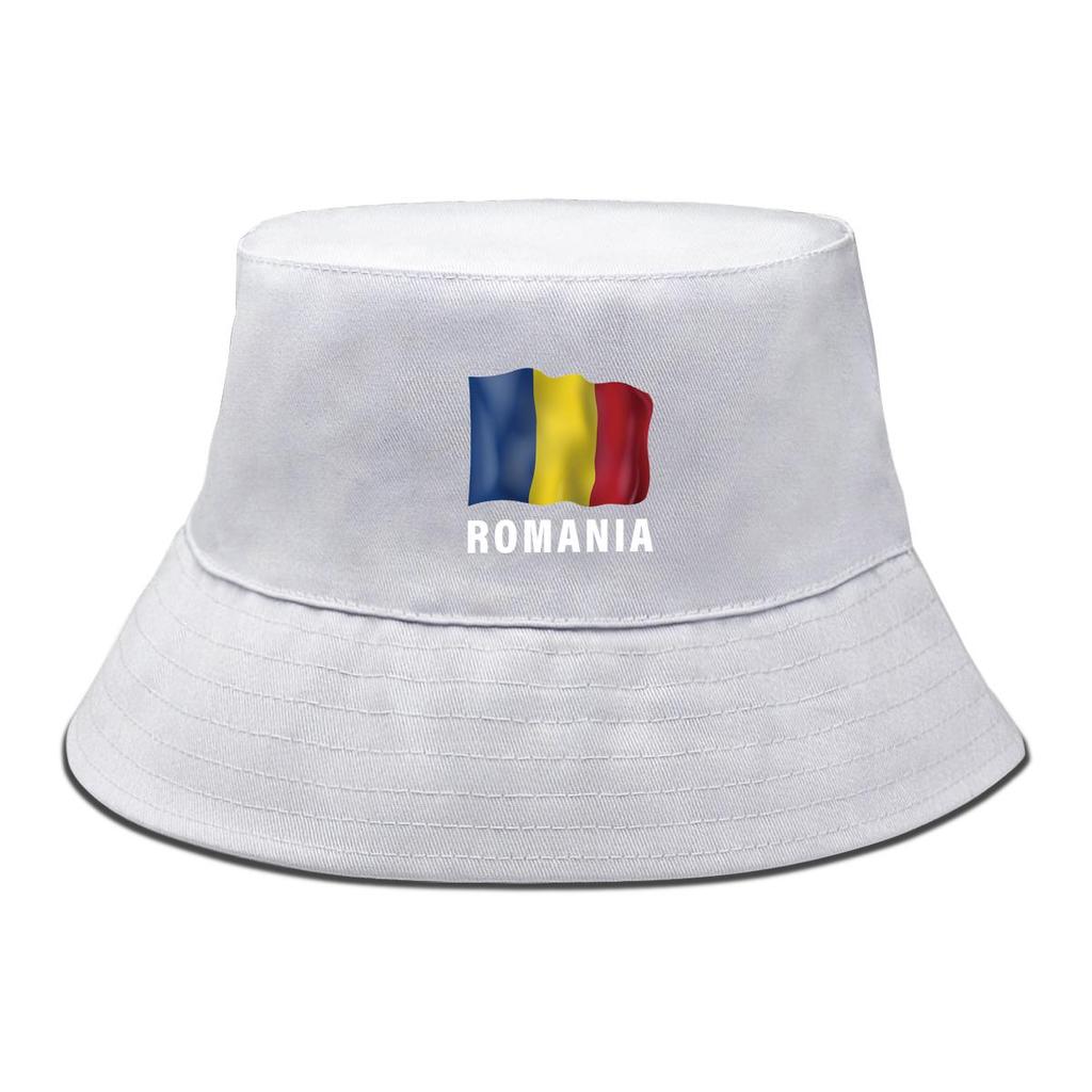 Bucket Hat With Romania Flag Print , Patriotic Men's Hat Simple Lightweight Reversible Beach Hat