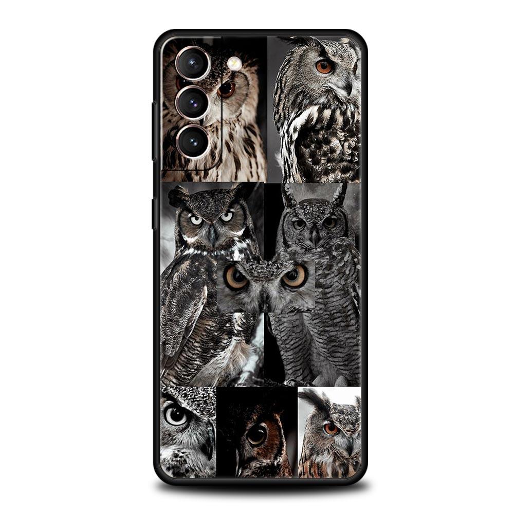 Чехол для телефона Samsung Galaxy S23 S22 Ultra S20 S21 FE 5G S10 S9 Plus S10E S8 Note 20 Черный чехол Мультяшная девушка Подарки Прекрасная сова
