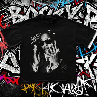 Летняя ретро футболка ASAP Rocky Мерч Рокки Рэп Дышащая футболка Ретро Унисекс Концертная дышащая футболка