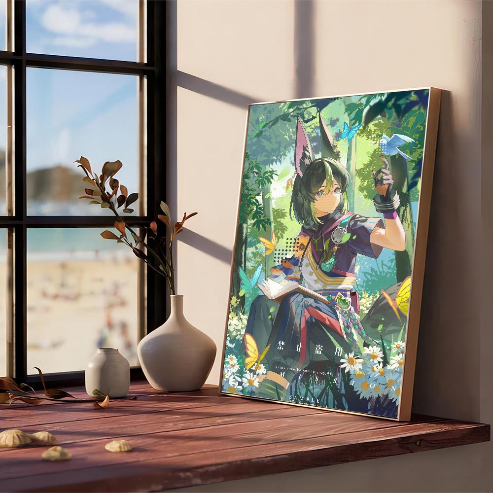 Tighnari Genshin Impact Классические постеры фильмов Водонепроницаемая бумажная наклейка Кофейня Бар Декор Искусство Наклейки на стену