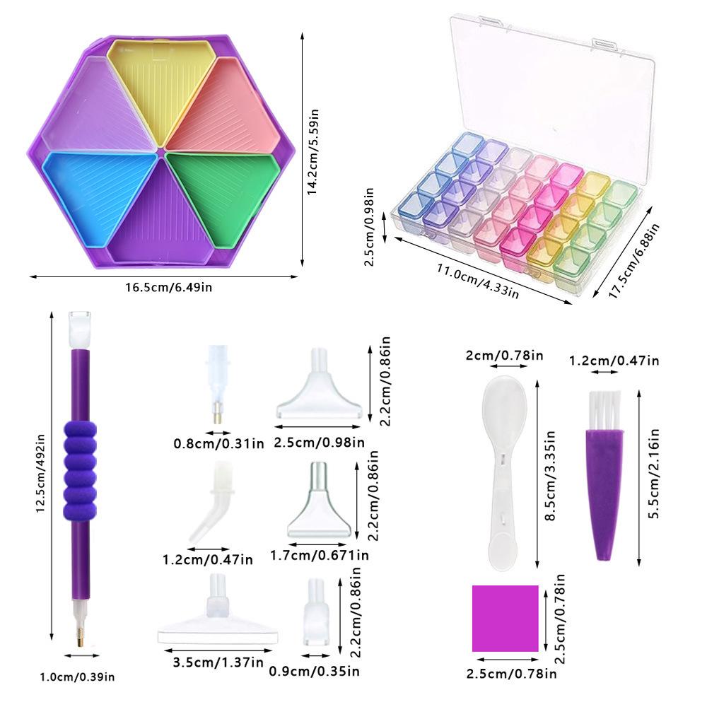 Набор для алмазной мозаики: пластина с ячейками и ручка-пипетка с 28 ячейками