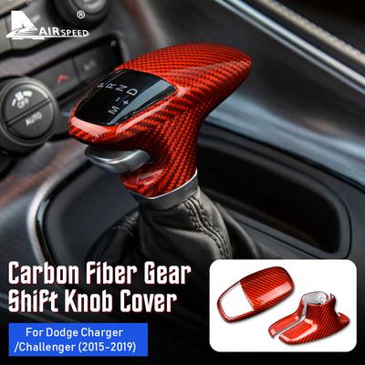 Real Hard Carbon Fiber for Dodge Challenger Charger 2015 2016 2017 2018 Car Gear Shift Knob Cover
