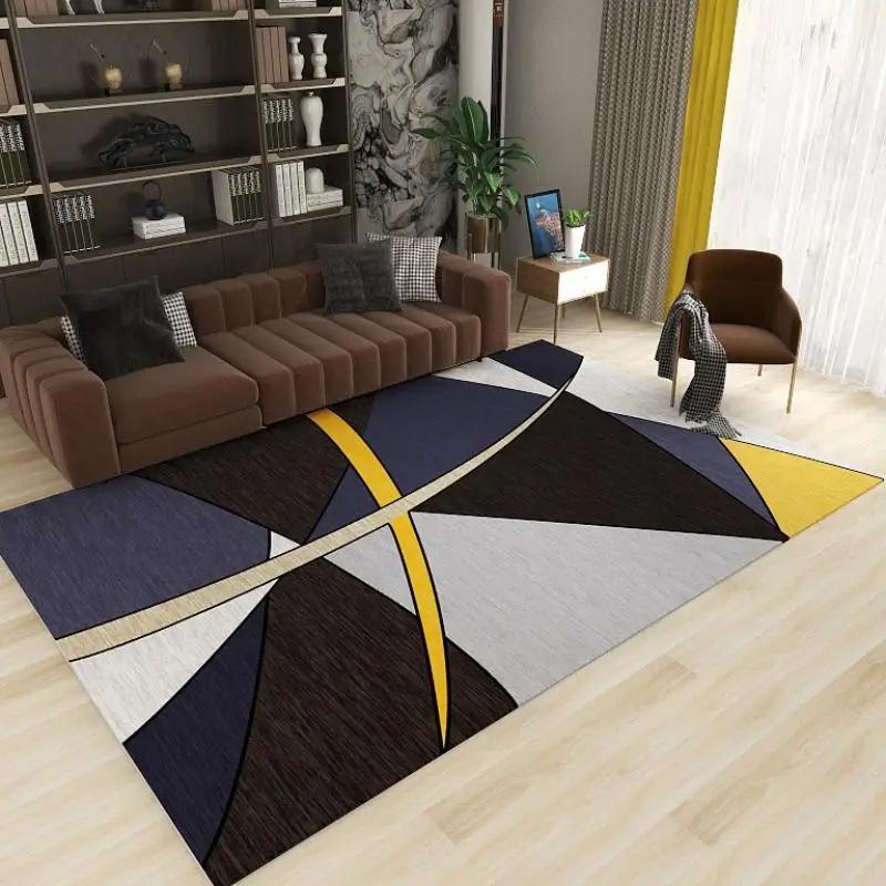Abstract Geometric Patchwork Rug Black,Grey,Brown Modern Minimalist Style Distinctive Decor for Living Rooms and Bedrooms