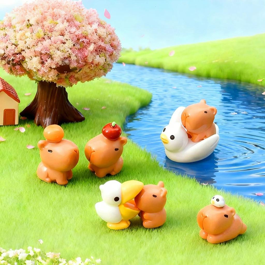 7/14 шт. Милые Фигурки Капибары Мини Животные из Смолы Украшения Идеально Подходят Для DIY Сказочный Сад Микро Ландшафт Декор