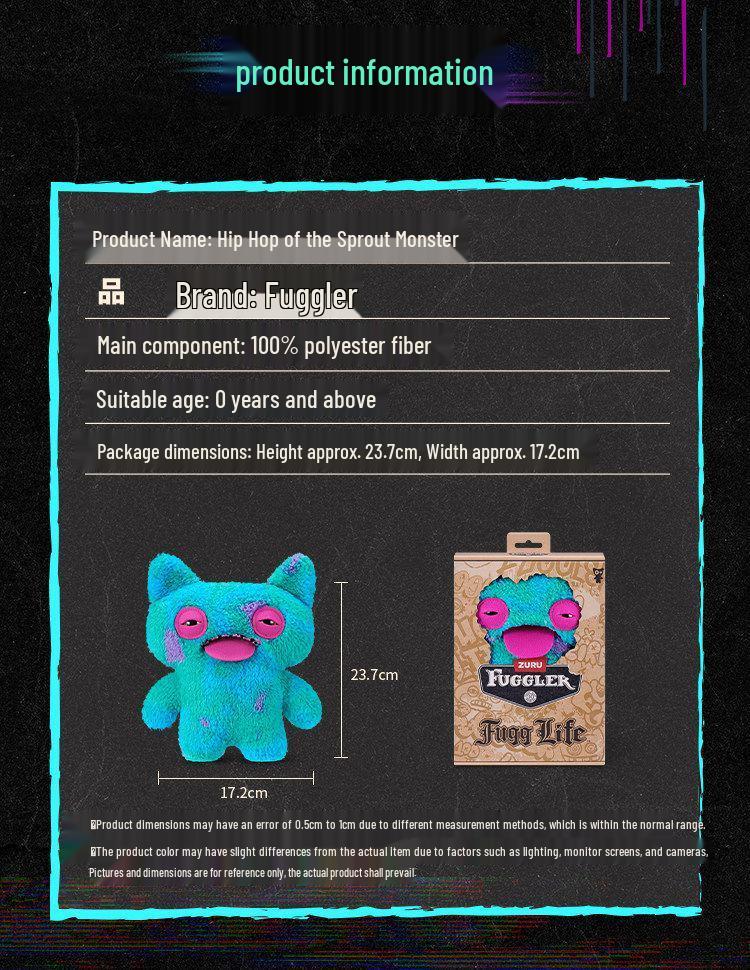 Оригинальная плюшевая игрушка Fuggler Hip Hop Monster - Милый, Уродливый, Странный, Модный персонаж