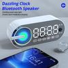 Беспроводной Bluetooth-динамик Цифровой будильник USB-зарядка Светодиодные зеркальные часы FM Большой дисплей Украшение для гостиной и офиса