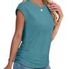 2025 Spring/Summer New Solid Color Round Neck Short Sleeve T-shirt Top for Women