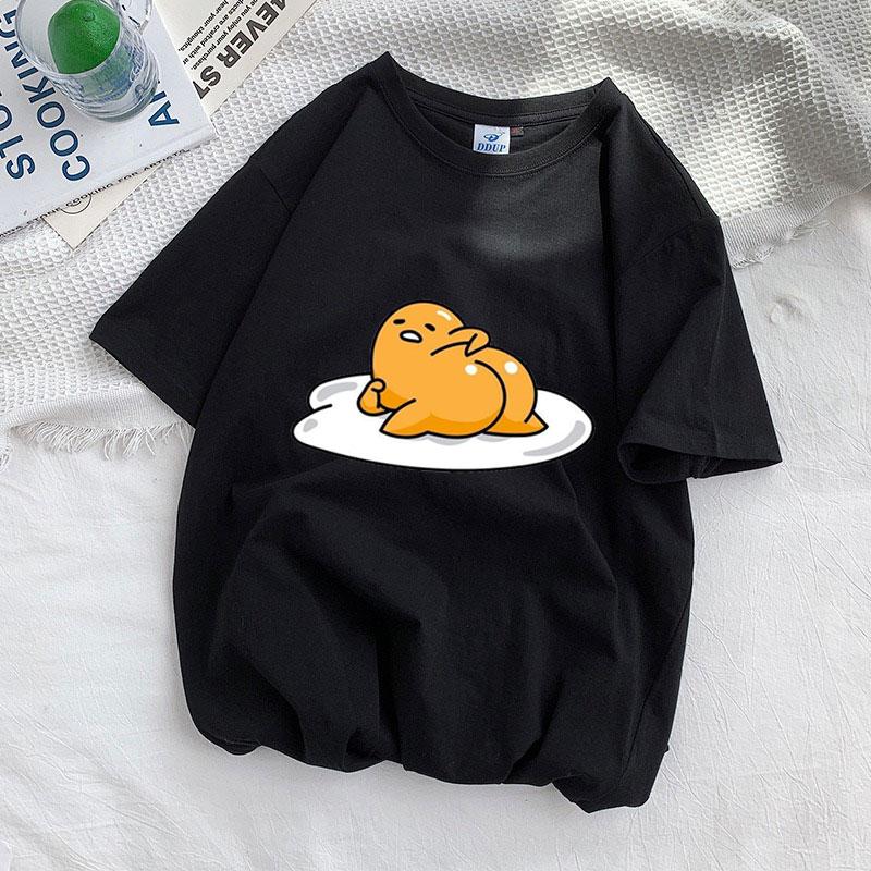 Женская футболка Харадзюку с принтом Ленивое Яйцо Футболки Gudetama Рубашка с коротким рукавом Кавайные футболки Готическая женская эстетичная футболка Топы
