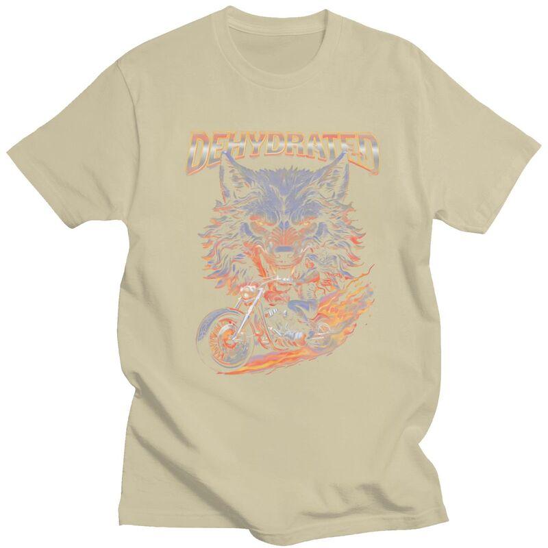Dehydrated Wolf Biker T Shirts Unisex Tshirt Summer Streetwear Casual Graphic Tee For Husband 100 Cotton Slim Fit Clothes